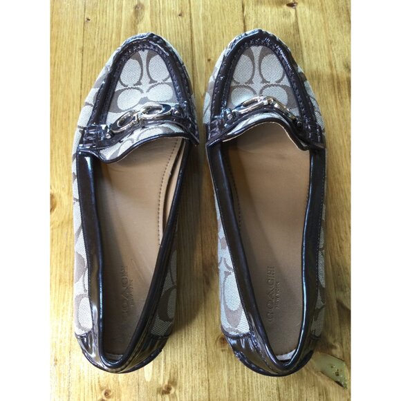 Coach Womens Fortunata Signature C Logo Canvas Loafers Brown & Tan Size 9B - Picture 9 of 10